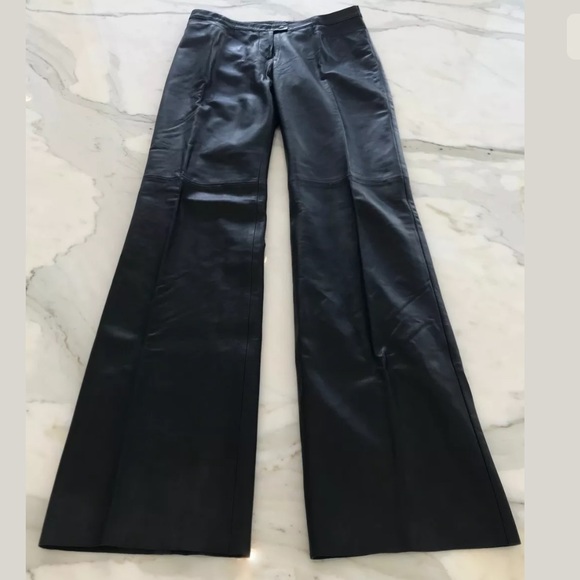 NEIL BARRETT BLACK LEATHER BOOTCUT PANTS SIZE SMALL - Picture 1 of 12